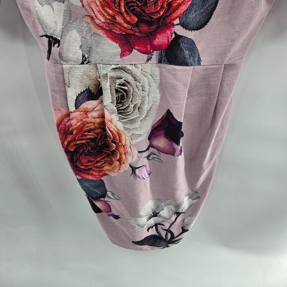 Asos Light Pink Floral Textured Back V-Neck Midi Dress Size 4 - Picture 5 of 15